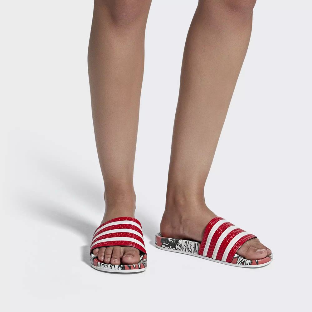 Adidas Adilette Chanclas Rojos Para Mujer (MX-16127)